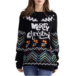 Twinkling Light Up Santa Ugly Merry Christmas Sweater Candy Cane XL